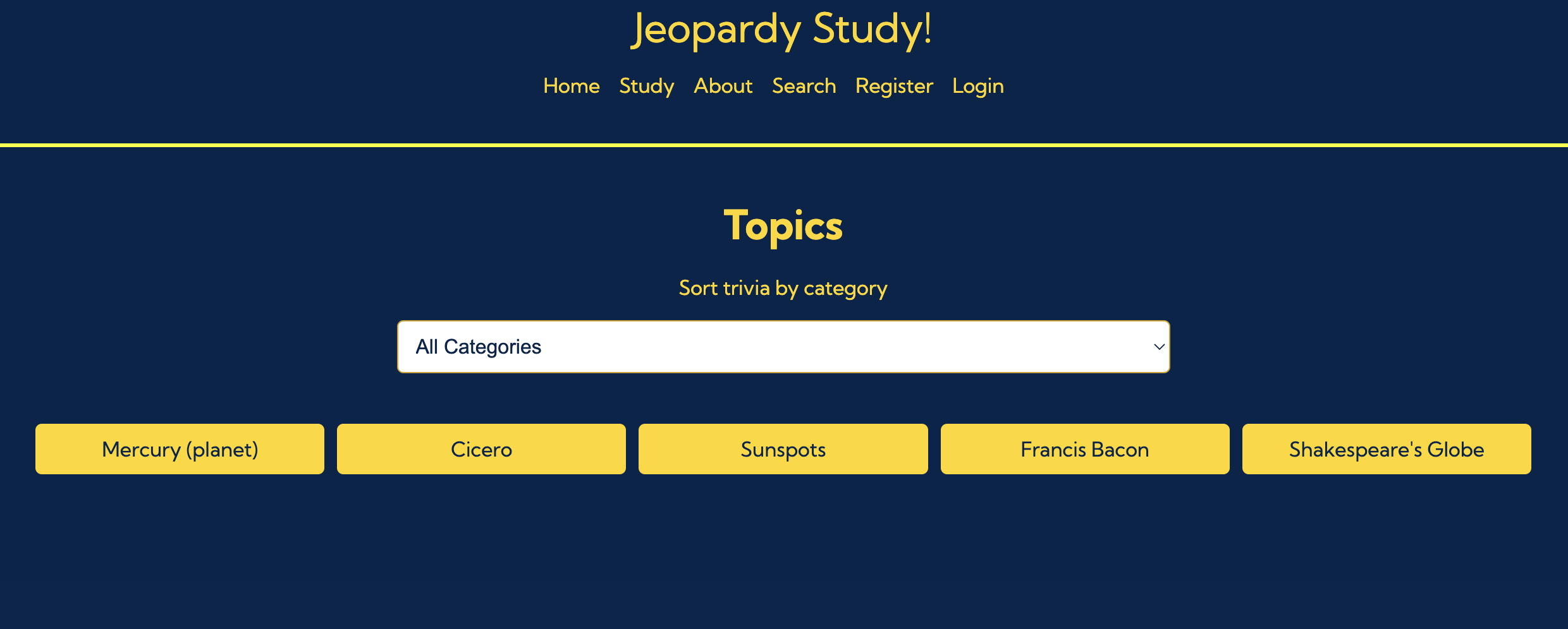 Jeopardy Study App Picture